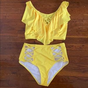 Two piece plus size swim suit